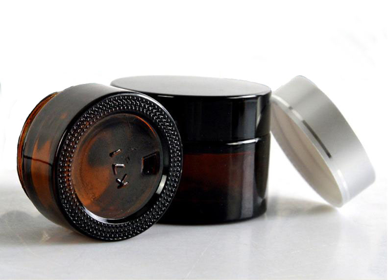 Round Dark Black Custom cosmetic packaging 2oz 4oz 8oz 16oz glass cosmetic jar