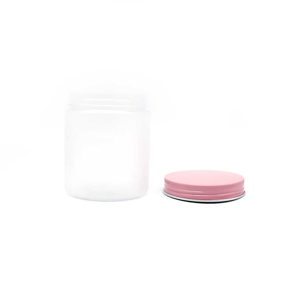 Round Empty 100ml cream jar with frosted plastic jar with aluminum lid