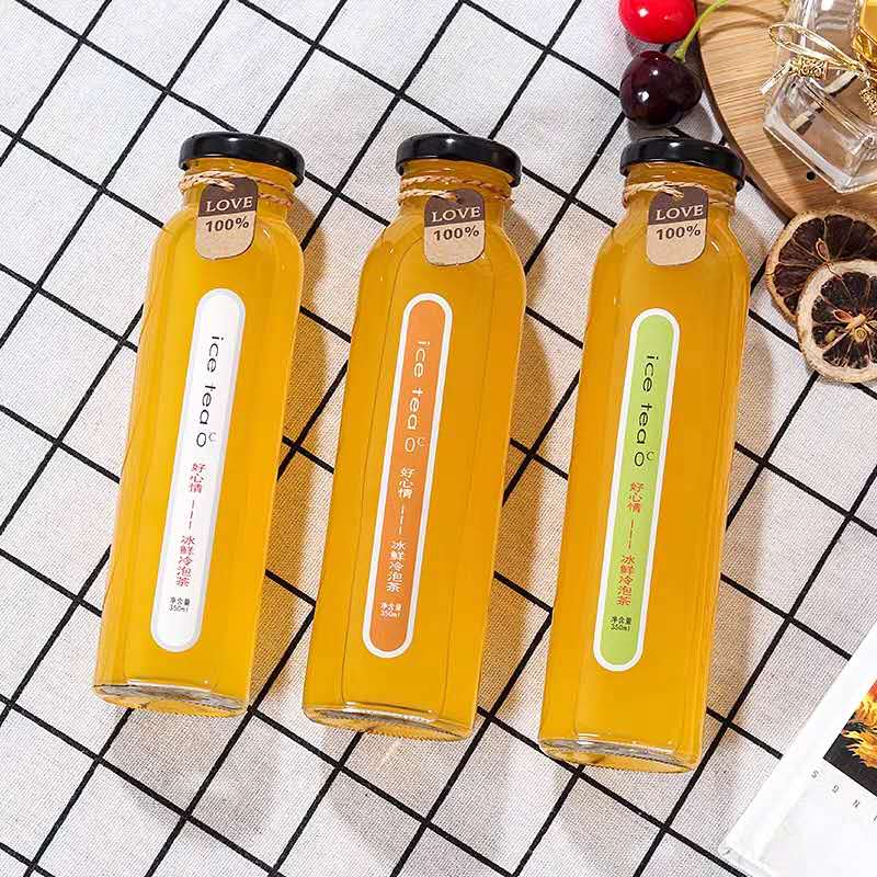 Round Empty 200/250/500/1000ML Glass Milk Bottle Juice Bottle Beverage Bottle With Screw Top