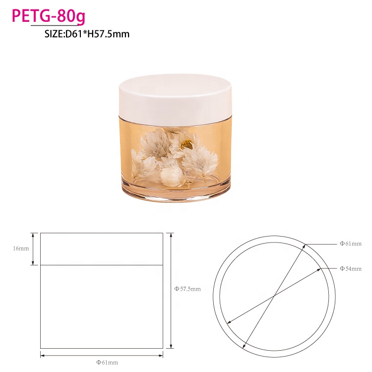 Round Empty 5g 10g 15g 30g 40g 60g 100g 200g Cream Clear Plastic PETG Jar