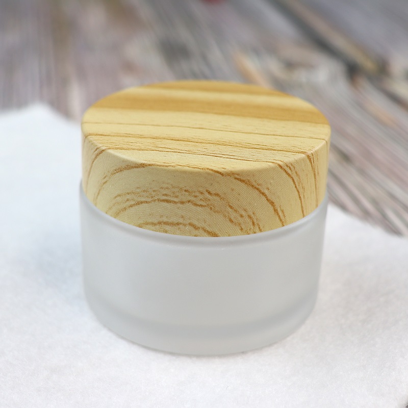 Round Empty Refillable Frosted Glass Cosmetic Glass Jar Pot for Face Cream Makeup Lotion Balm