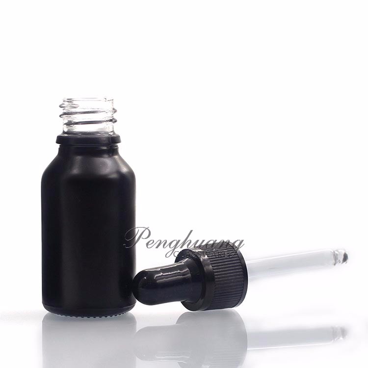 Round Essential Oil Glass Dropper Bottle Frosted Matte Black Personal Care with Dropper Glass Bottle Custom Manufacture 100pcs