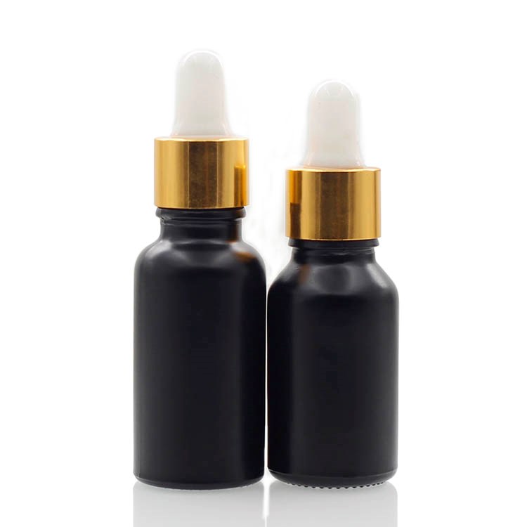 Round Essential Oil Glass Dropper Bottle Frosted Matte Black Personal Care with Dropper Glass Bottle Custom Manufacture 100pcs