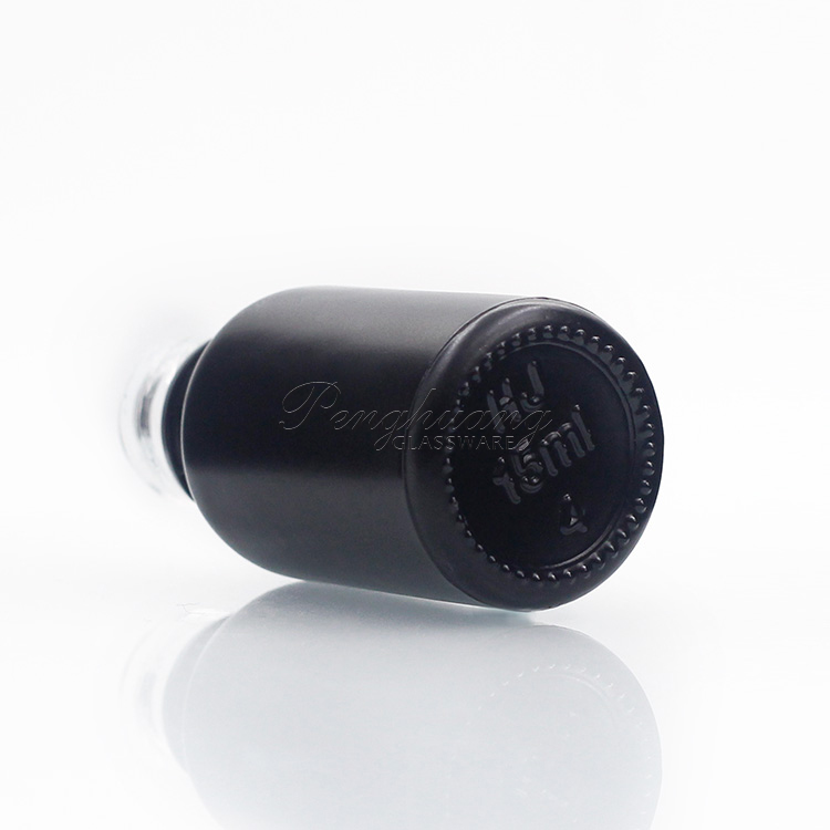 Round Essential Oil Glass Dropper Bottle Frosted Matte Black Personal Care with Dropper Glass Bottle Custom Manufacture 100pcs