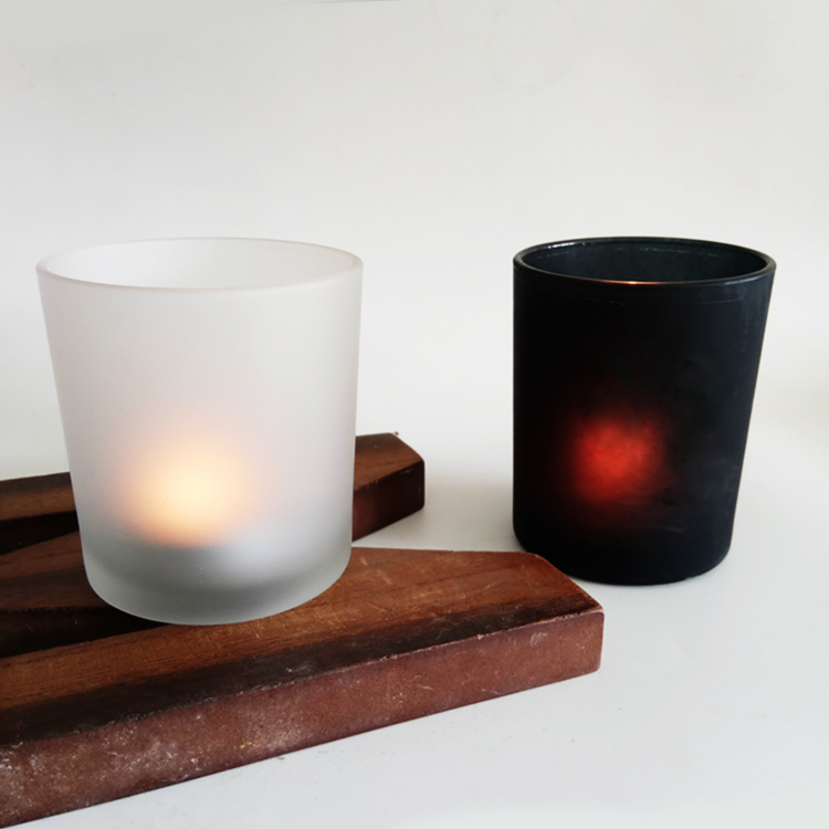 Round Frosted Black Coated Glass Candle Jar Black Candle Jars