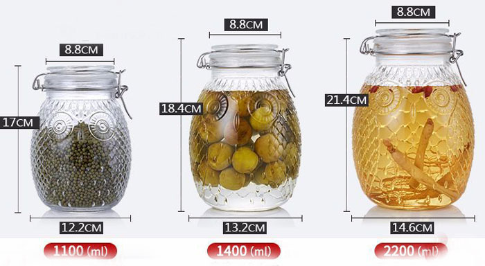 Round Glass Canister with Lid Storage Container with Clip 34oz Glass Food Storage Jar