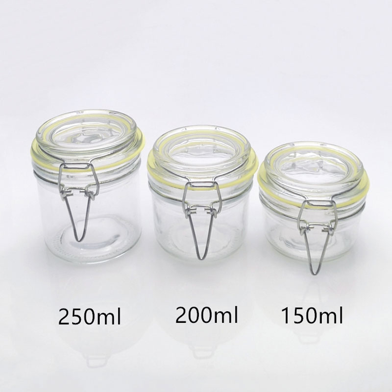 Round Glass Canister with Lid Storage Container with Clip 34oz Glass Food Storage Jar