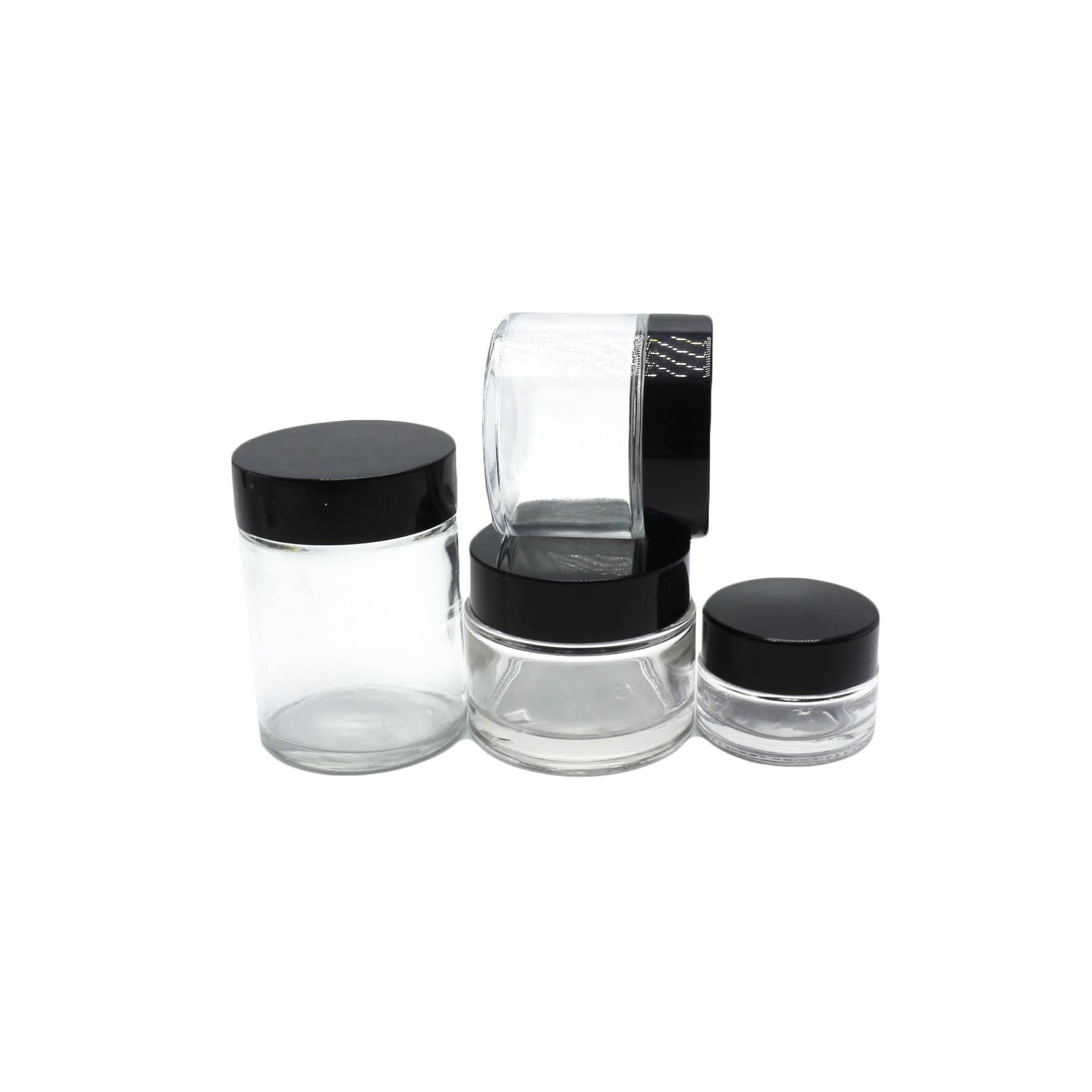 Round Glass Cosmetic Packaging 5g 10g 15g 20g 30g 50g 2oz 100g glass bottle jar wholesale GJ-CC05