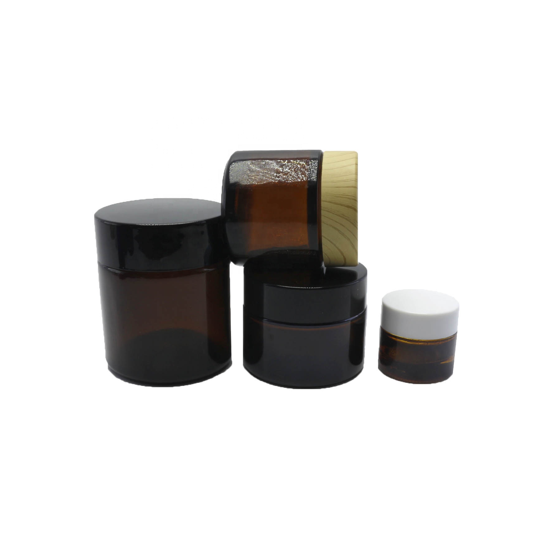 Round Glass Cosmetic Packaging 5g 10g 15g 20g 30g 50g 2oz 100g glass bottle jar wholesale GJ-CC05