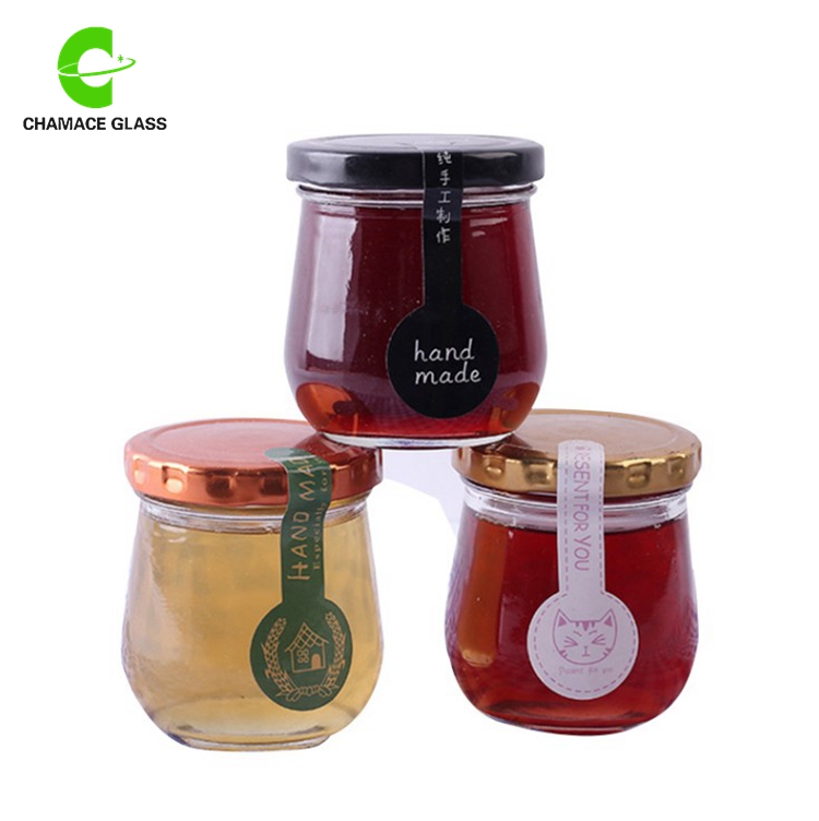 Round Glass Honey Jars Bottles With Gold Twist Off Lids