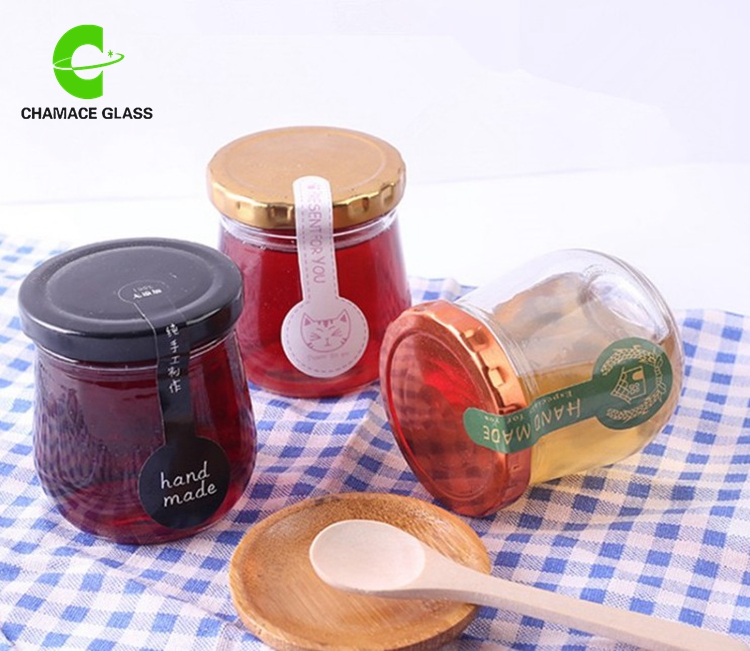 Round Glass Honey Jars Bottles With Gold Twist Off Lids
