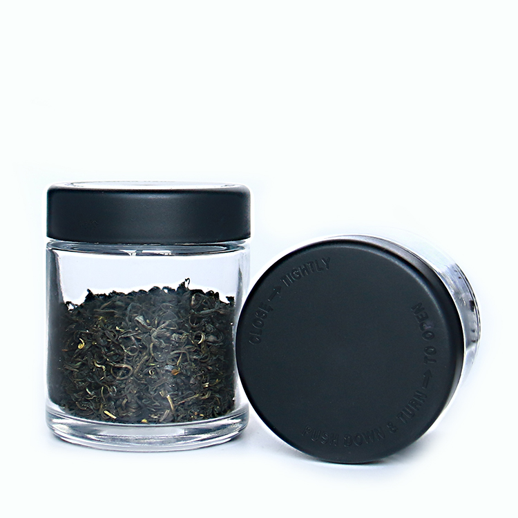 Round Glass Jar with Plastic Cap for Tea