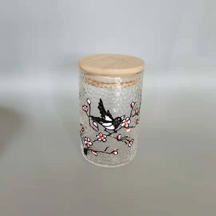 Round Glass Jars with Bamboo Lid for Food Storage