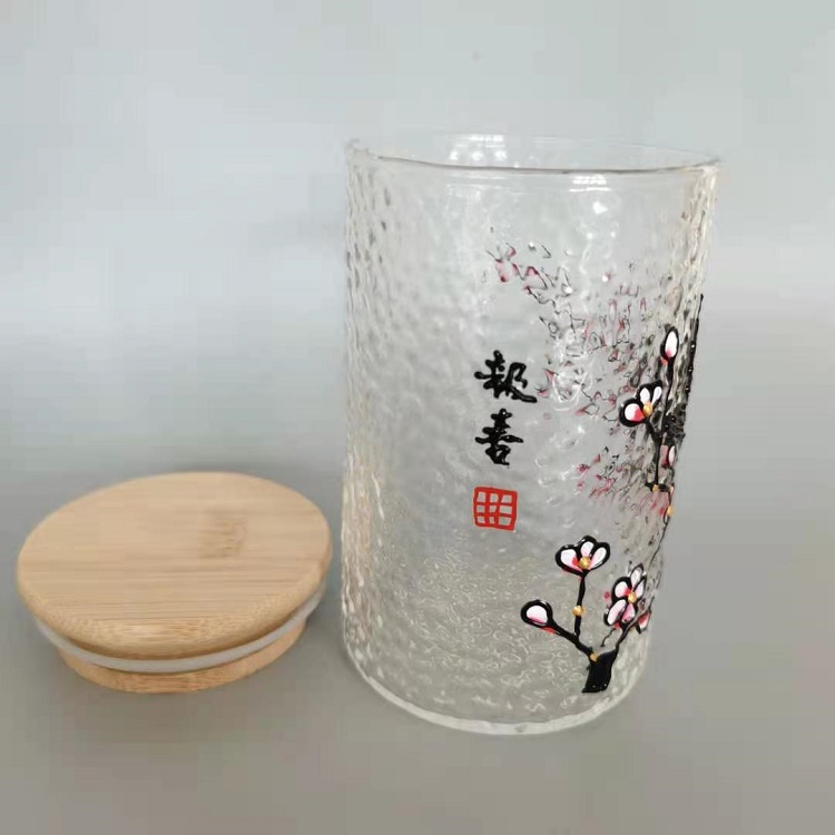 Round Glass Jars with Bamboo Lid for Food Storage