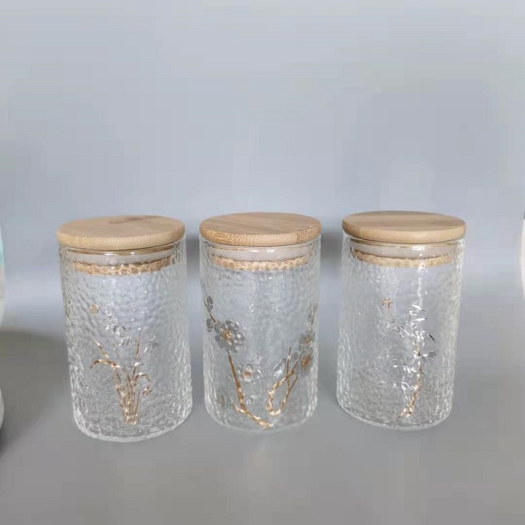 Round Glass Jars with Bamboo Lid for Food Storage