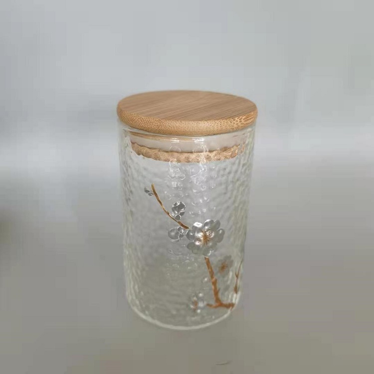 Round Glass Jars with Bamboo Lid for Food Storage
