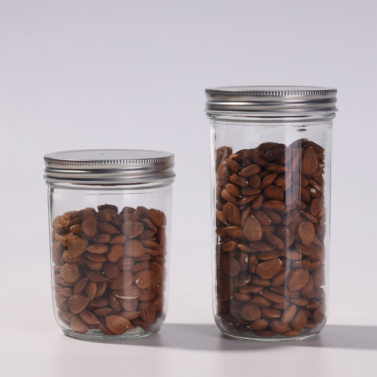 Round Glass Mason Jar  480ml 650ml With Black /Golden /Silver Screw Lid For Pickle /Candy Storage