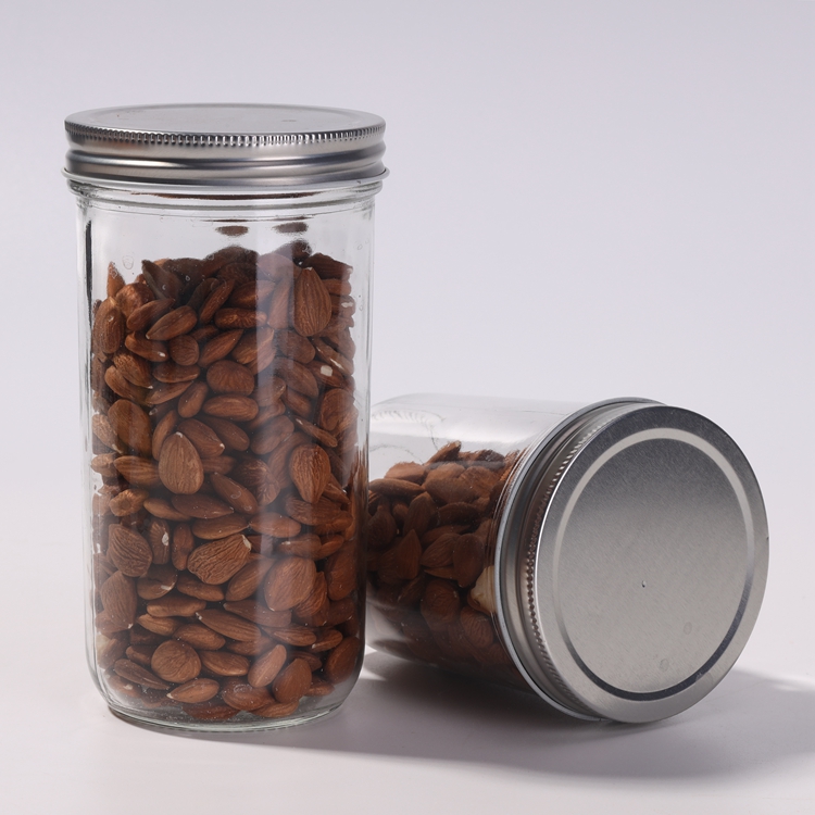 Round Glass Mason Jar 480ml 650ml With Black /Golden /Silver Screw Lid For Pickle /Candy Storage