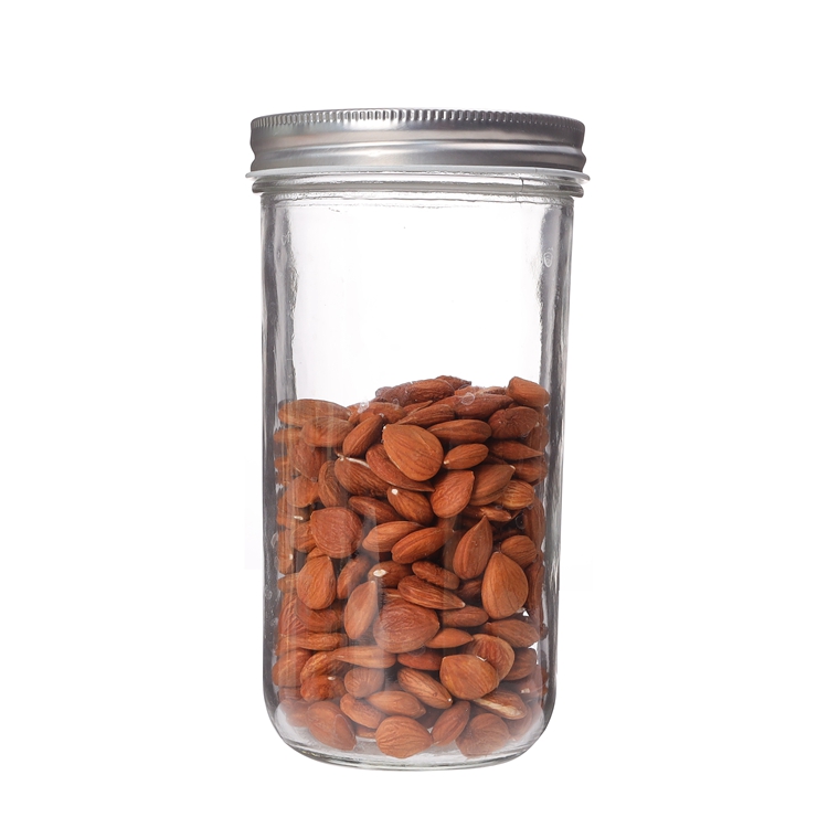 Round Glass Mason Jar 480ml 650ml With Black /Golden /Silver Screw Lid For Pickle /Candy Storage