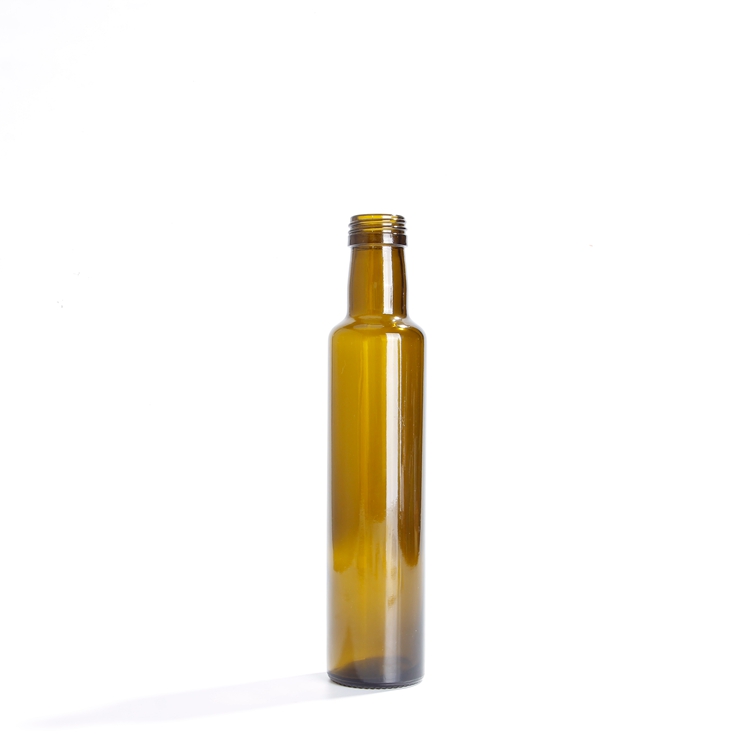 Round Glass Olive Oil Bottle - 500ml Dark Brown Oil & Vinegar Glass Olive Oil Bottles for Kitchen