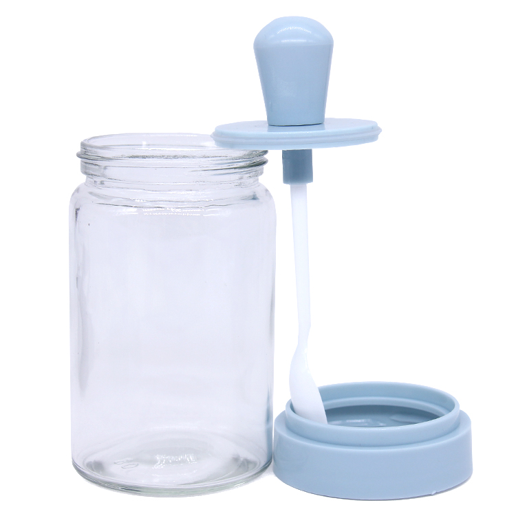 Round Glass Spice Storage Container Seasoning Bottles 4oz Spice Glass Jar with spoon
