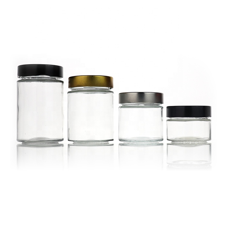 Round Glass Storage Jar Food Storage Container 100ml 180ml 280ml 380ml Custom Clear Honey Glass Jar With Mental Lid