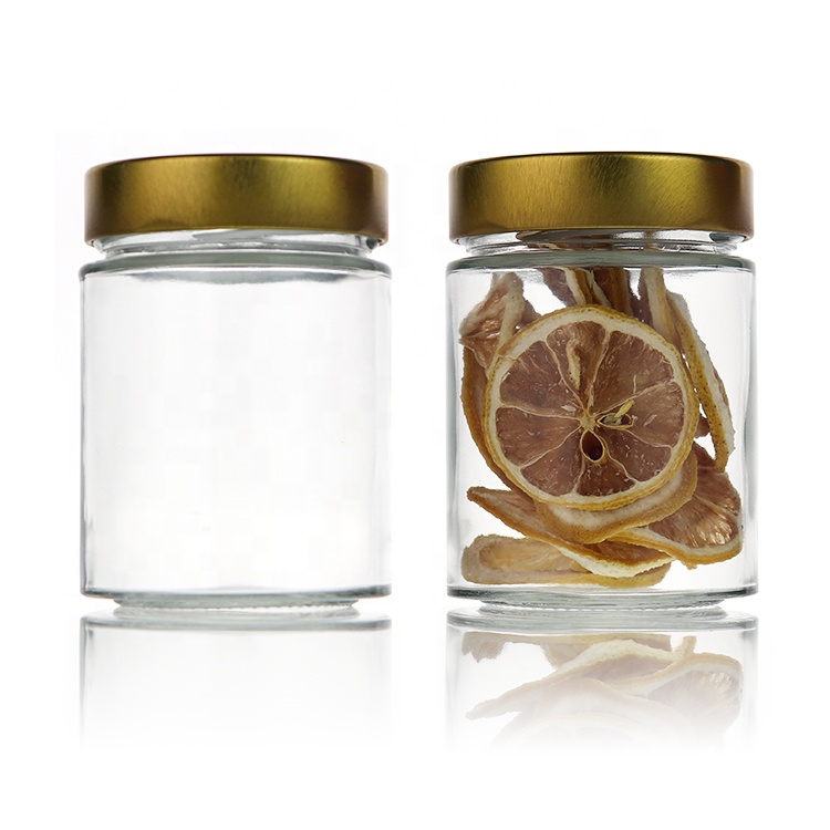 Round Glass Storage Jar Food Storage Container 100ml 180ml 280ml 380ml Custom Clear Honey Glass Jar With Mental Lid