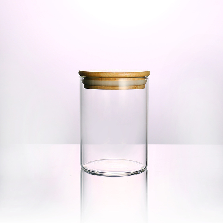 Round Heat Resistant Sealed Wooden Lid Air Tight Storage Containers Glass Jars And Containers