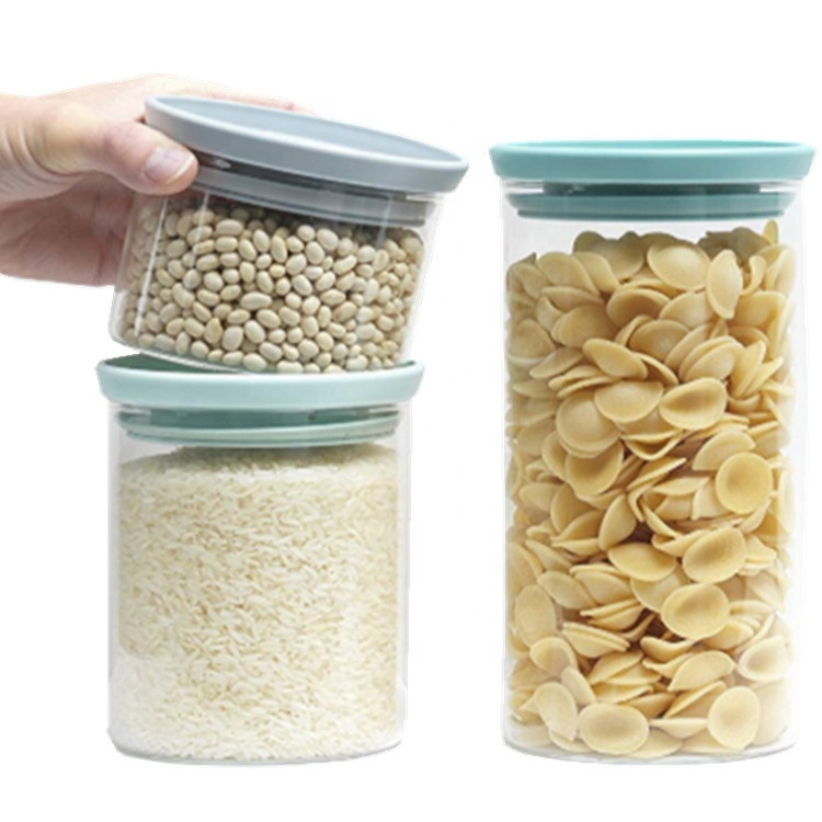 Round High Borosilicate Glass Nuts Storage Canister Jar Set with Plastic Lid