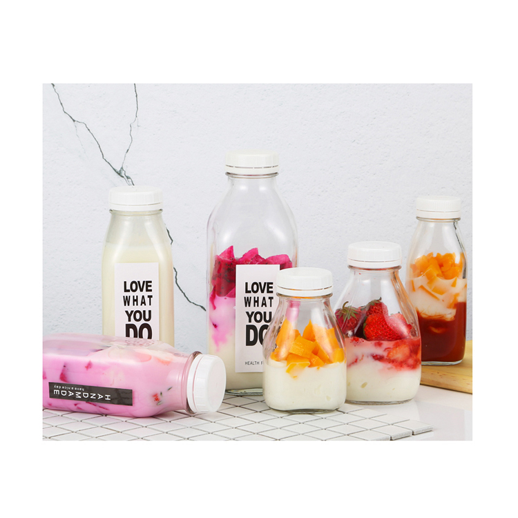 Round Juice Water Bottle 10Oz 300Ml Glass Cold Juice Bottle For Beverage Soda With Lid