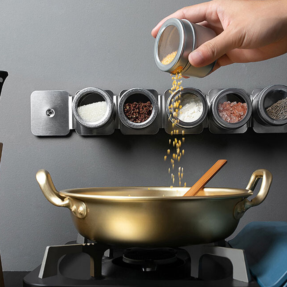 Round Magnetic Containers Spice Jar//Custom Magnetic Canister Can Pot Metal Magnet Set Box 6pcs Set
