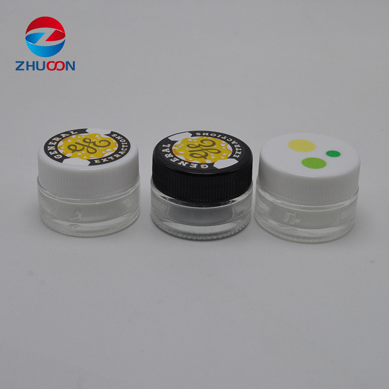 Round Mini Glass Jars Containers 5ML 9ML Glass Wax Jar Containers Concentrate Dabs Jar Glass