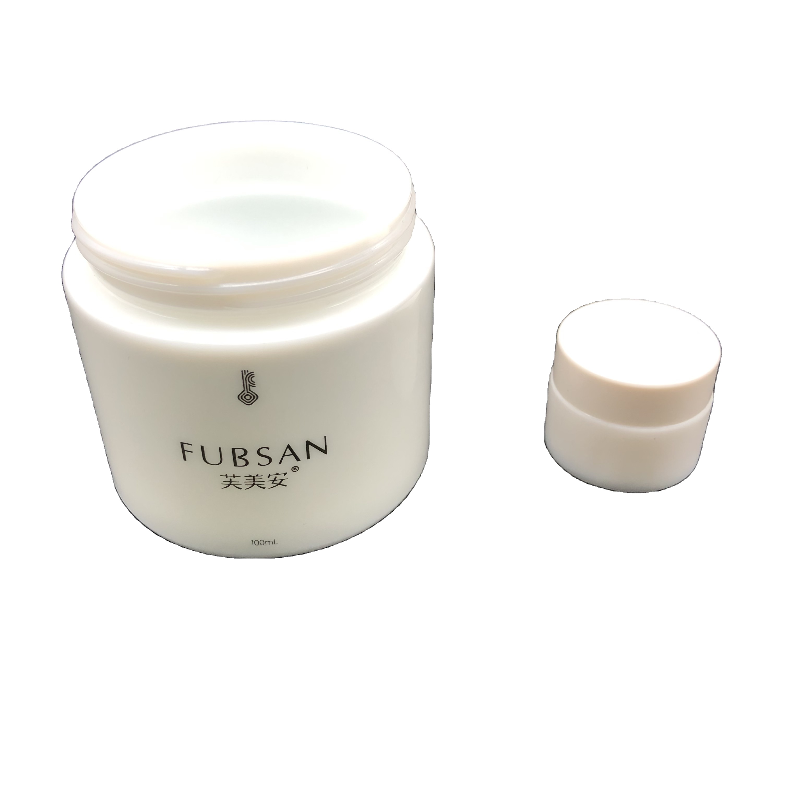 Round, Opal, White, Glass Jars, with Inner Liners and white Lids