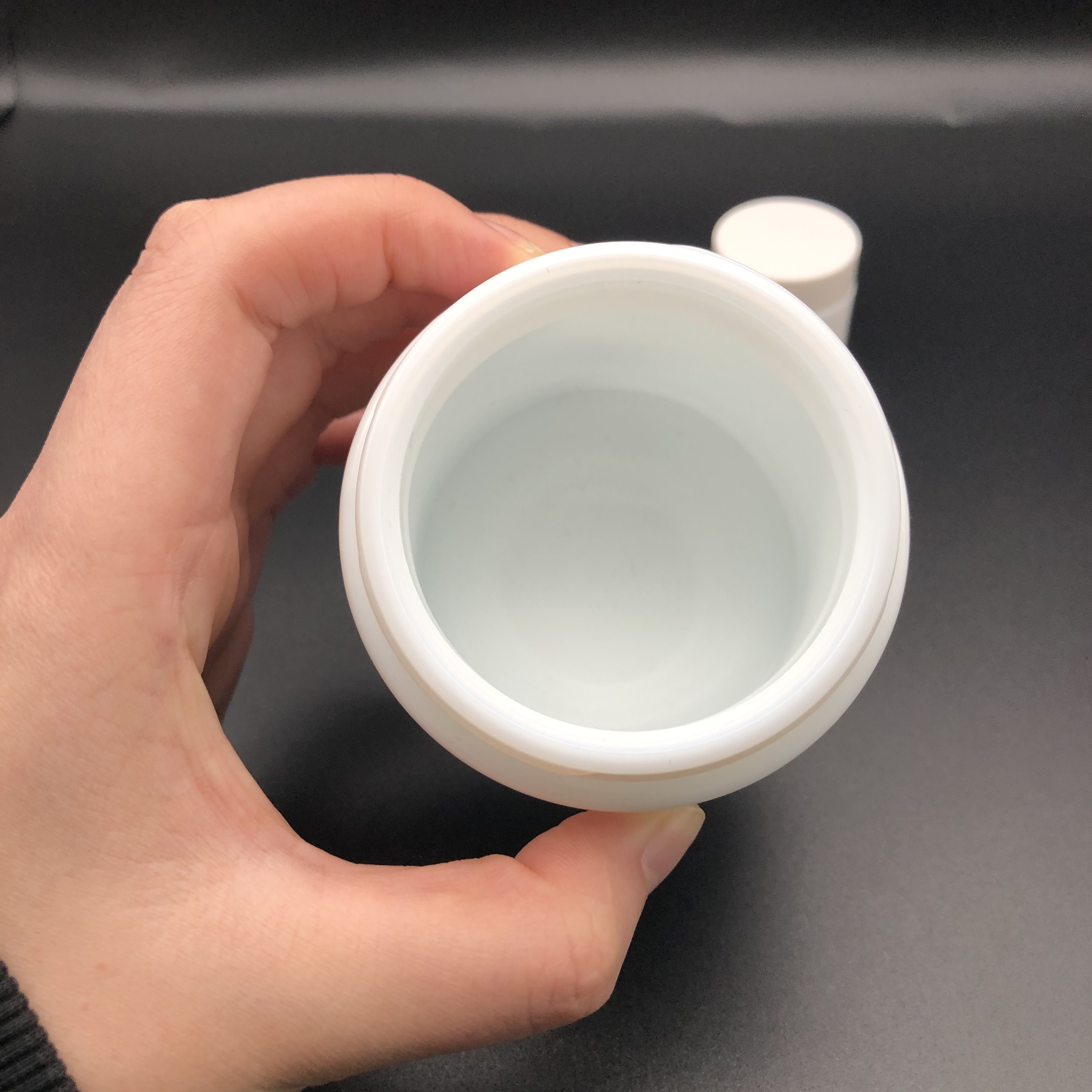 Round, Opal, White, Glass Jars, with Inner Liners and white Lids