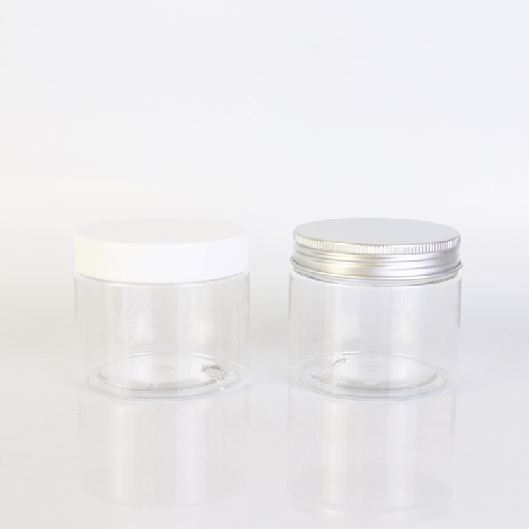 Round PET plastic food storage clear cookie Jar with Lid cosmetic cream candy packaging container
