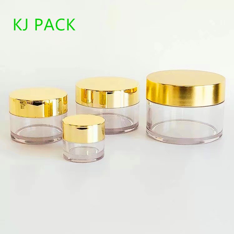 Round Plastic Cosmetic Jars Cream Jar  PETG Containers Jars With gold silver white Cap 5g 10g 15g 20g 30g 50g 100g 200g 250g