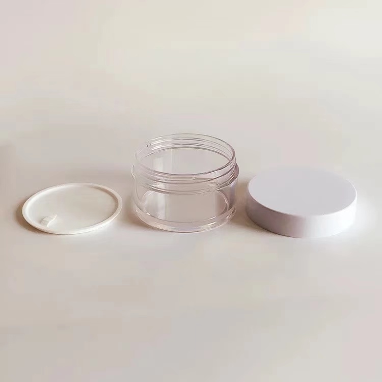 Round Plastic Cosmetic Jars Cream Jar PETG Containers Jars With gold silver white Cap 5g 10g 15g 20g 30g 50g 100g 200g 250g