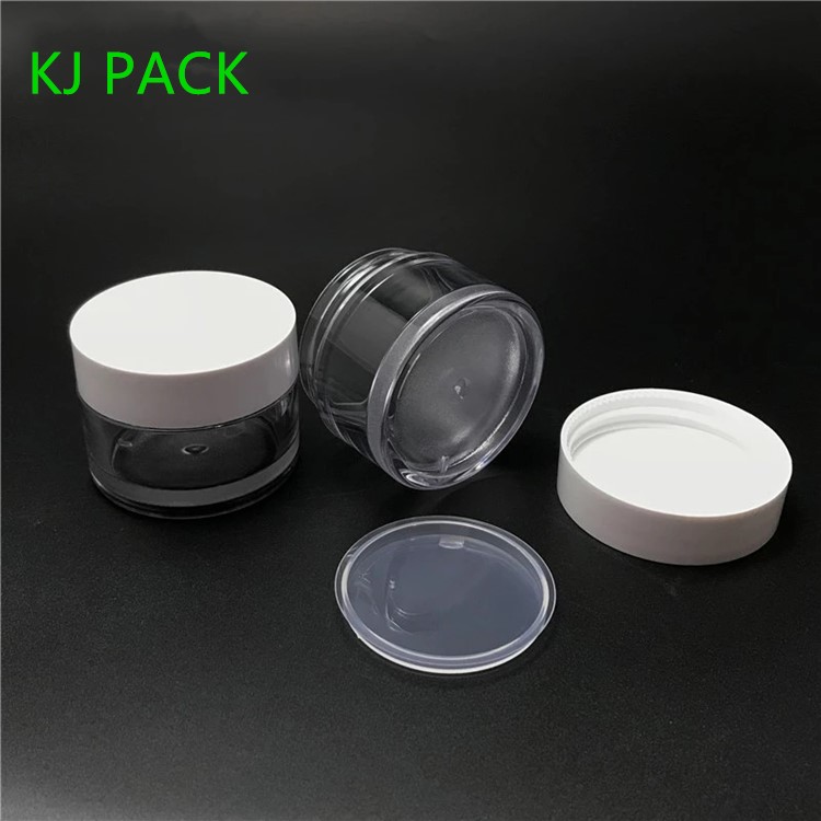 Round Plastic Cosmetic Jars Cream Jar PETG Containers Jars With gold silver white Cap 5g 10g 15g 20g 30g 50g 100g 200g 250g