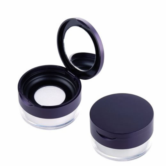 Round Plastic Empty Single Well Cosmetic Compact Powder Case Packaging