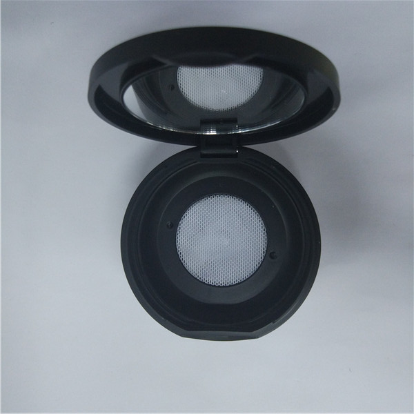 Round Plastic Empty Single Well Cosmetic Compact Powder Case Packaging