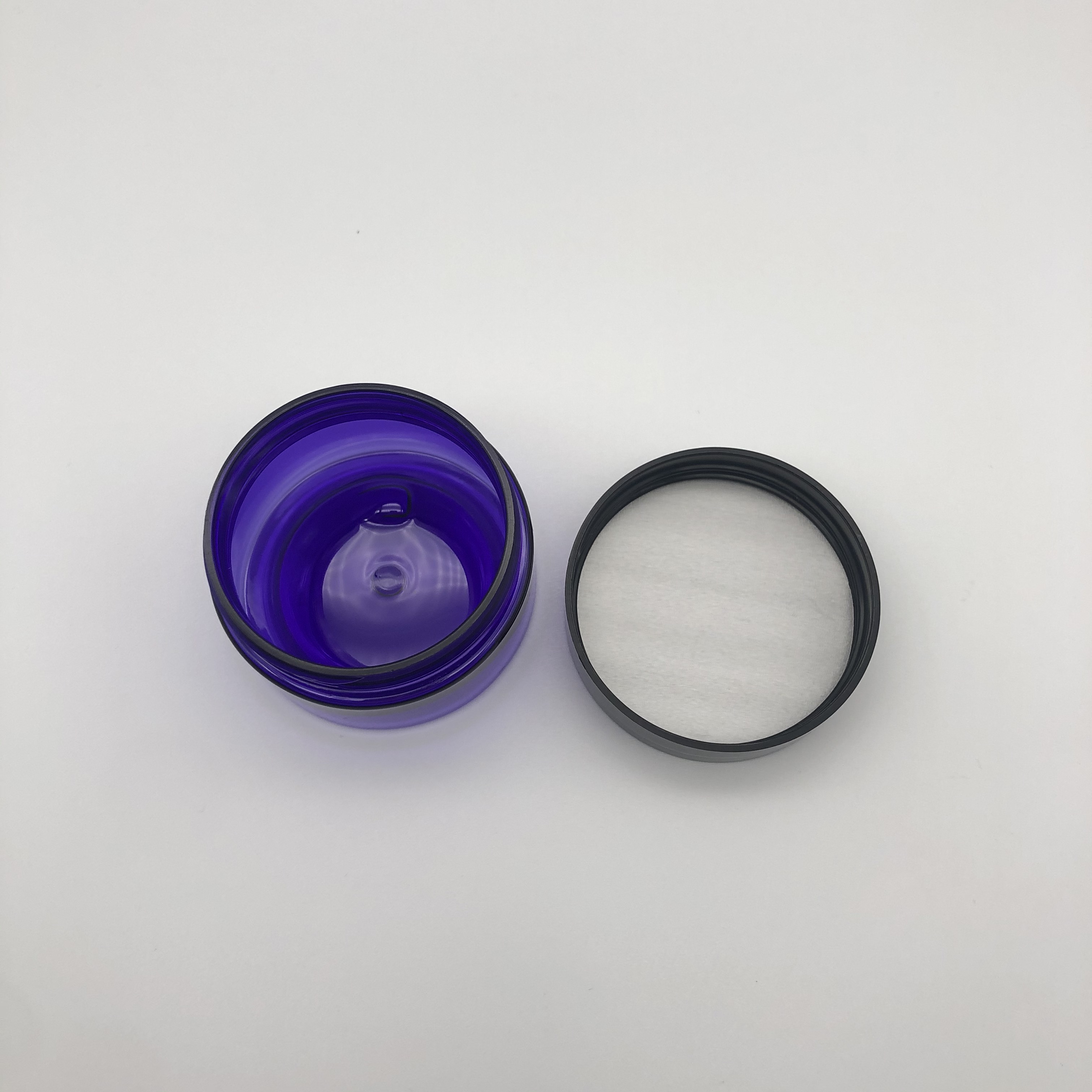 Round Purple Jars with Black Lids for Cosmetics, Medication, Lab and Field Research Samples, Beauty and Health Aids
