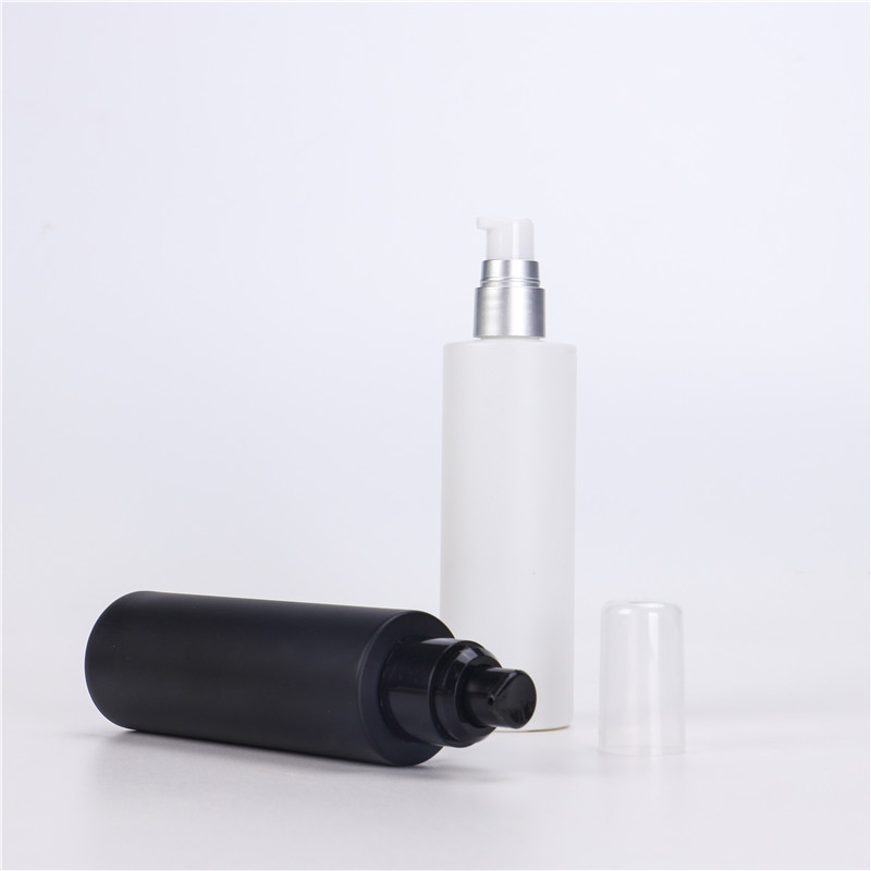 Round Refillable Empty 100ml Cosmetic Lotion Pump Bottle For Dispenser Cream Container