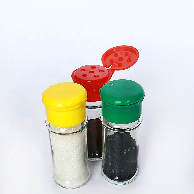 Round Shape 100ml Glass Spice Jar With Shaker Lid For Salt Pepper Condiment Shaker Bottles