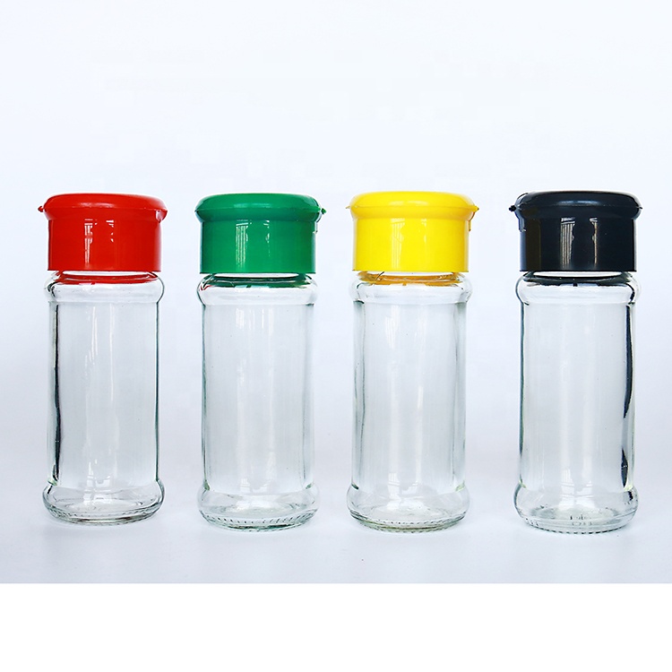 Round Shape 100ml Glass Spice Jar With Shaker Lid For Salt Pepper Condiment Shaker Bottles
