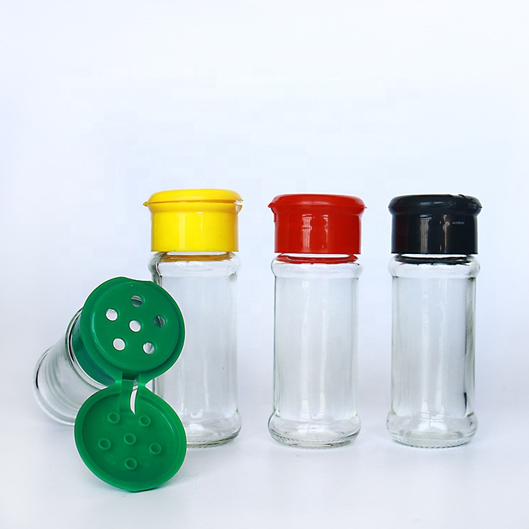 Round Shape 100ml Glass Spice Jar With Shaker Lid For Salt Pepper Condiment Shaker Bottles