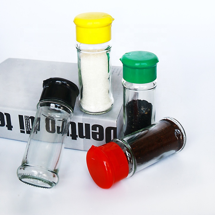 Round Shape 100ml Glass Spice Jar With Shaker Lid For Salt Pepper Condiment Shaker Bottles