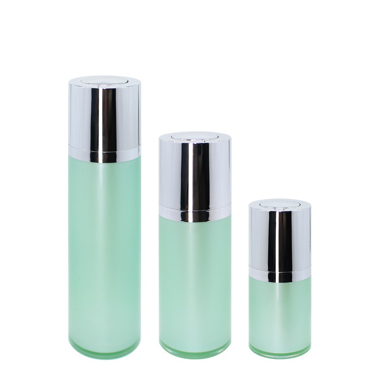 Round Shape 15ML 30ML  50ML Green Color AS double wall plastic vacuum bottle