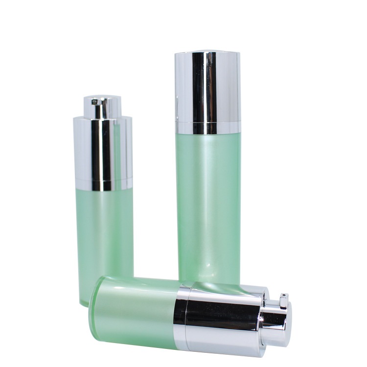 Round Shape 15ML 30ML 50ML Green Color AS double wall plastic vacuum bottle