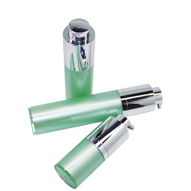 Round Shape 15ML 30ML 50ML Green Color AS double wall plastic vacuum bottle