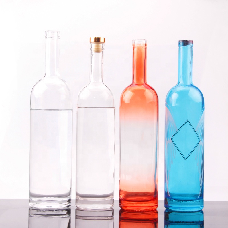 Round Shape 750ml Glass Vodka Bottle 1000ml Liquor Clear Glass Bottle With Cap